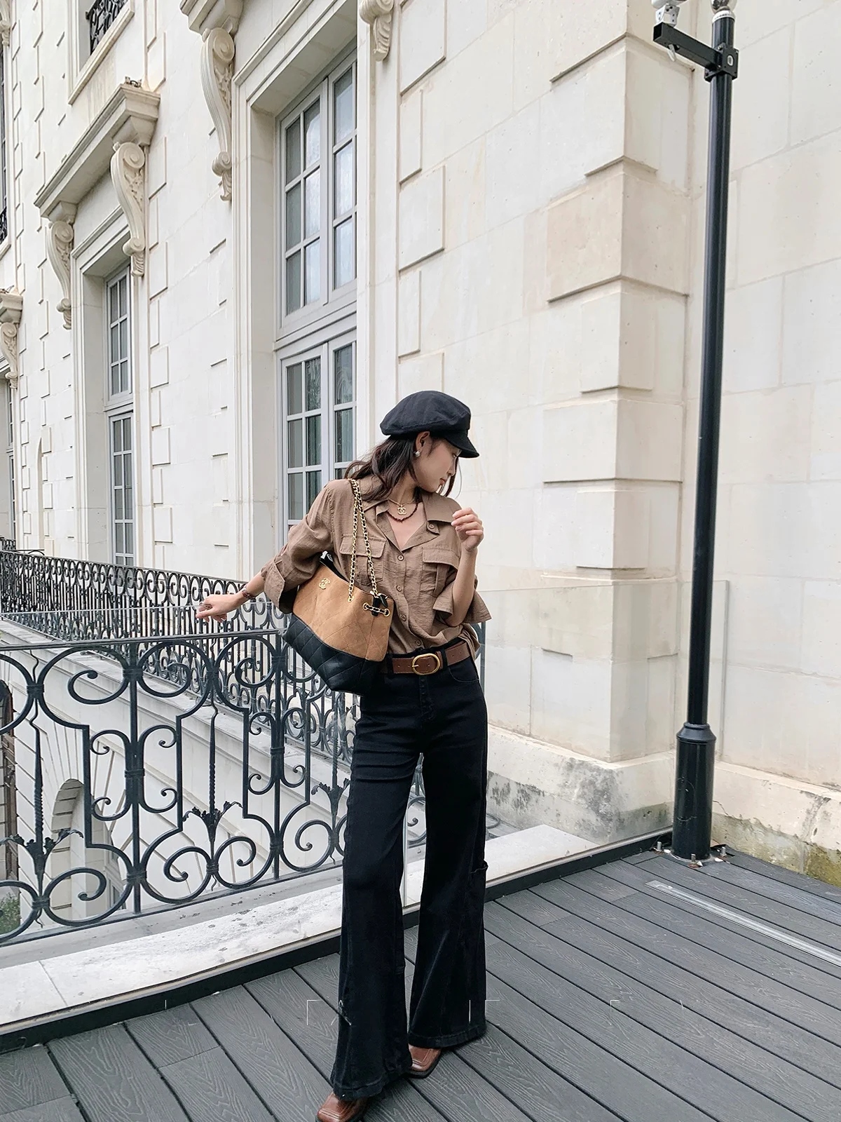 

Джинсы женские Bla с высокой талией, прямые, расклешенные, повседневные, для офиса, стройнящие, осенние, новинка, модель Sle Yang Bubble