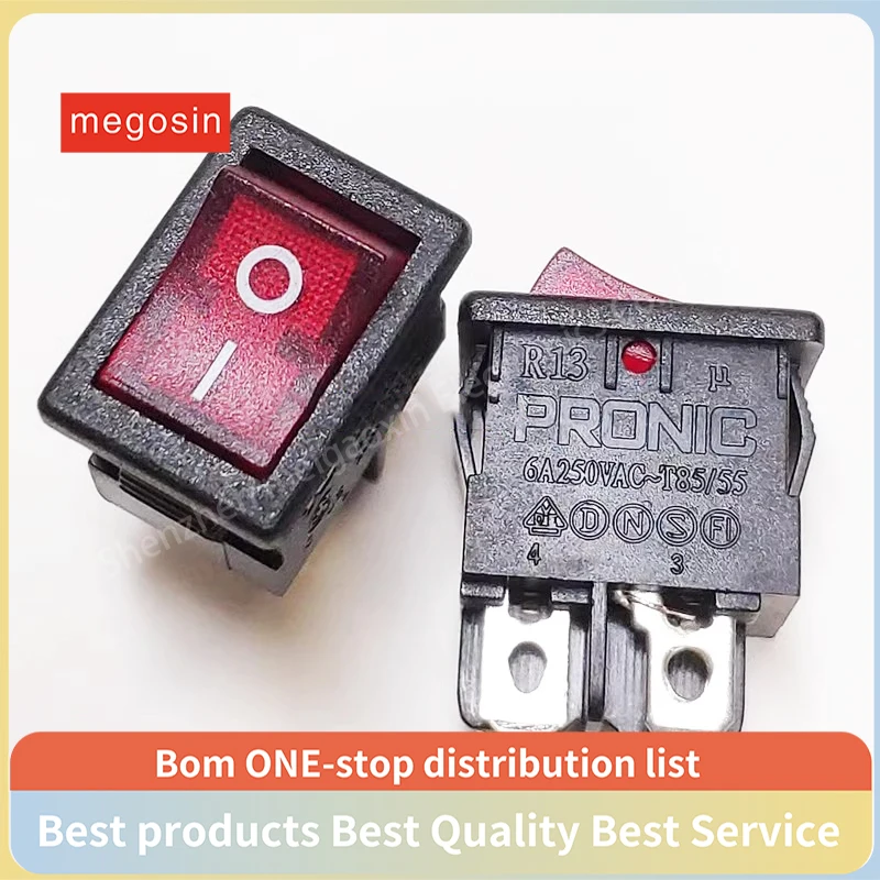 1~5PCS/LOT  Ship type switch R131-22C-13P four-pin two-speed red light 6A 250V15X21MM