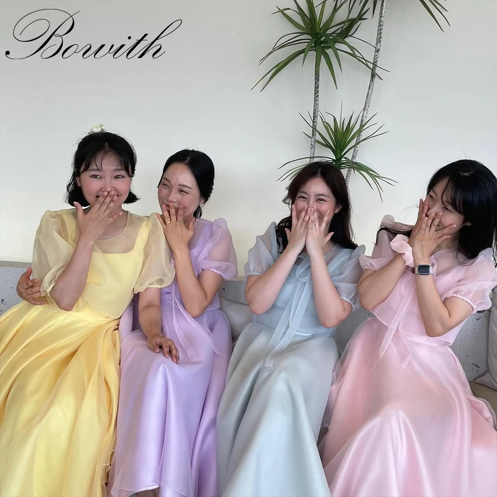 

Bowith Korean Bridesmaid Dresses Square Collar Sleeveless Bestie Snap Dresses with Coat Girls Evening Party Dresses Customized