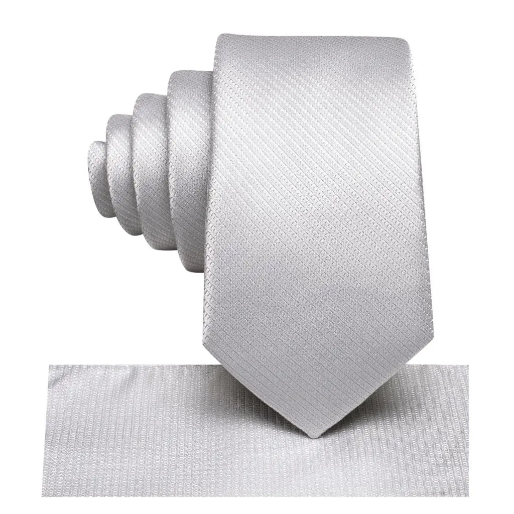 

Luxury Designer Silver Solid Silk Tie For Children Handky Child Necktie 120CM Long 6CM Wide Fashion Party Dropshiping Hi-Tie New