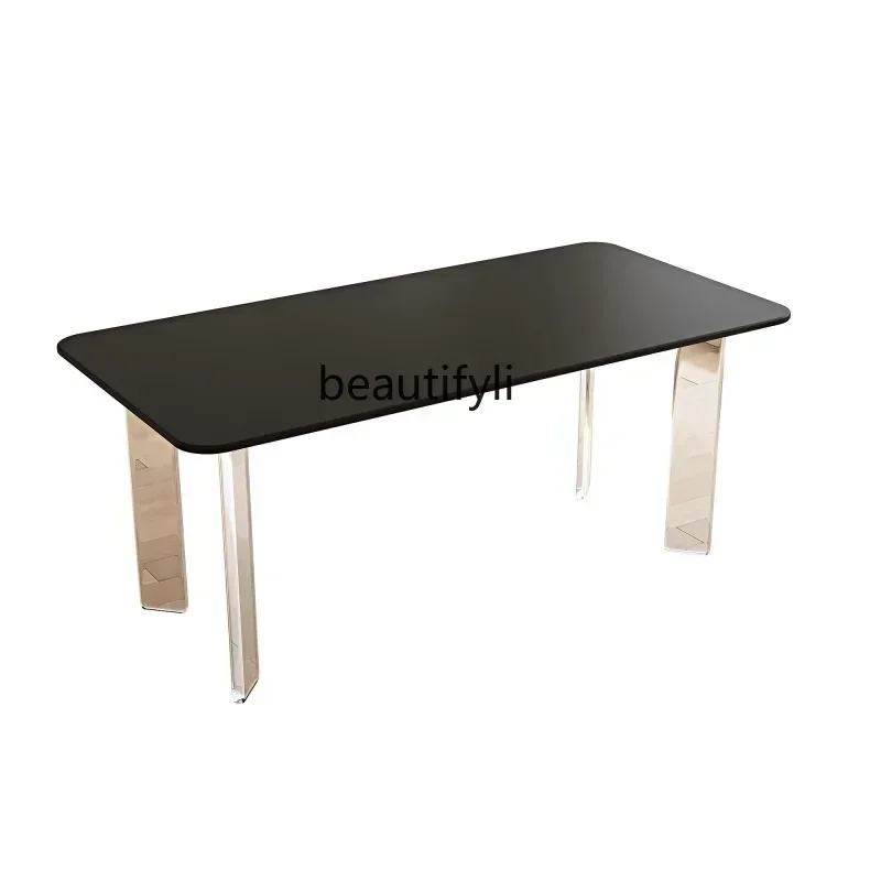 LXModern Minimalist Kitchen Island Stone Plate Dining Table Small Apartment Home Rectangular Dining Table Acrylic SuspensionSSS