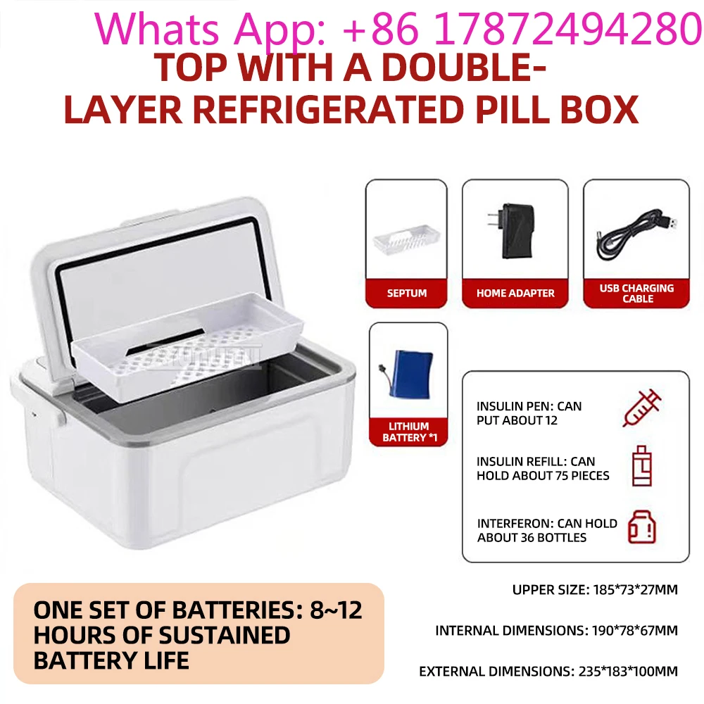 Enfriador de Insulina Portátil, Mini Congelador Inteligente, Refrigerador Portátil, Frigorífico, Heladera