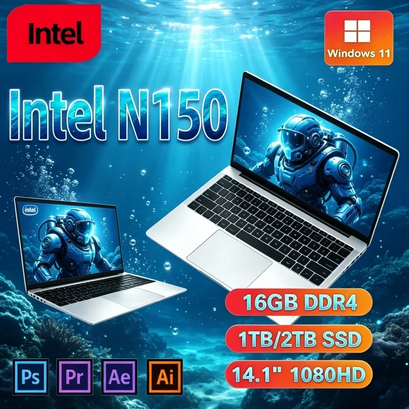 14.1' HD Office Study Laptop Hot Intel Core N150 16GB 32GB 2TB Win11 New 2026 Gaming PC