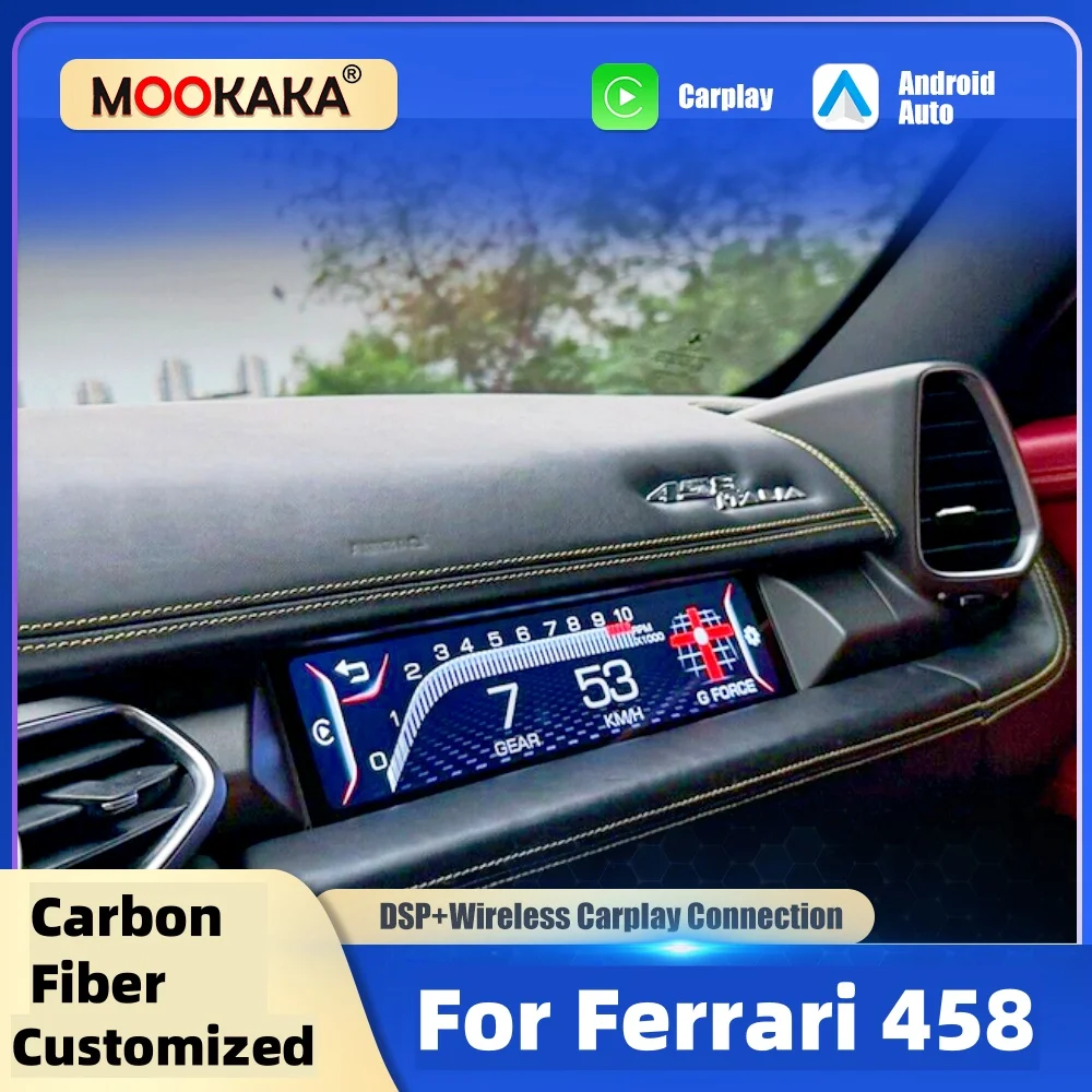 

12-дюймовый экран из углеродного волокна для Ferrari 458 (RHD/LHD), мультимедийная система в стиле 812 с поддержкой CarPlay и Android Auto для пассажирского сиденья.