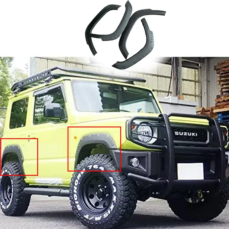 For Suzuki jimny JB64 2018-2021 4Pcs Car Styling Matte Black Wheel Eyebrow Round Arc Fender Mud Flaps Mudguards Splash Guards