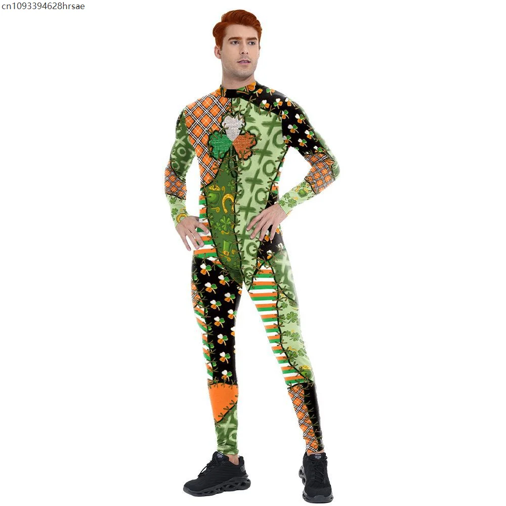

Holiday St. Patrick's Day Cosplay 3D Print Jumpsuit Women Men Catsuit Costume Party Disguise Oufit Suit Shows Bodysuit