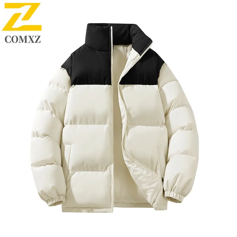 سترة مبطنة للرجال من COMXZ بياقة واقفة لركوب الدراجات في الهواء الطلق سترة سميكة دافئة على طراز الشارع حماية من البرد معطف شتوي جديد مبطن
