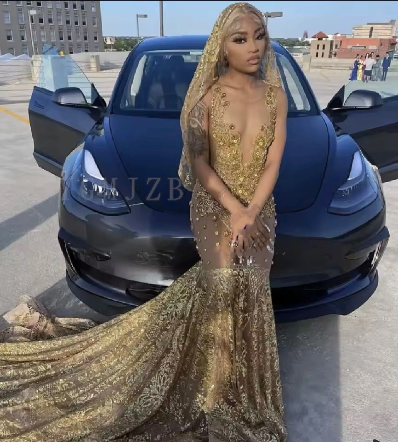 

Glittle Gold Prom Dresses Long 2026 Luxury Black Girl Bead Rhinestones Formal Party Gala Graduation Evening Gowns Customized