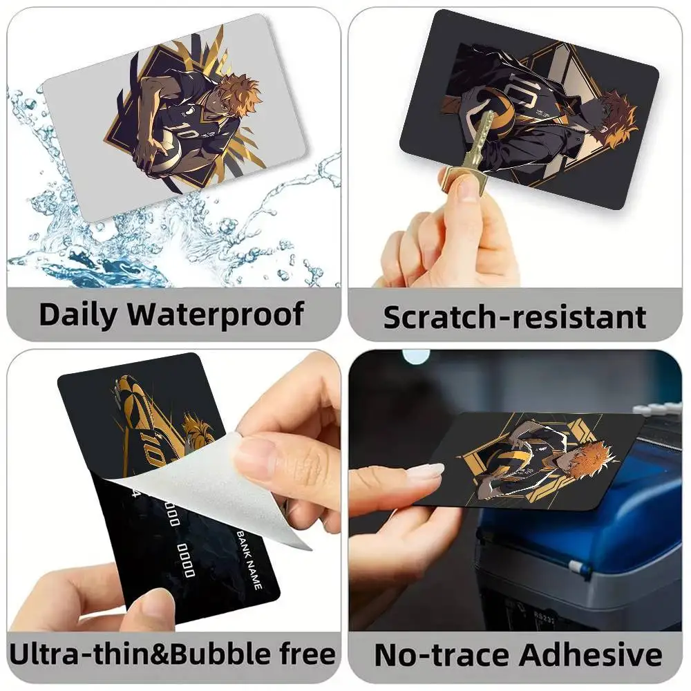 H-Haikyuu Shoyo Hinata Credit Card HD Stickers Small Chip Waterproof Sticker Game Card Decal Gift