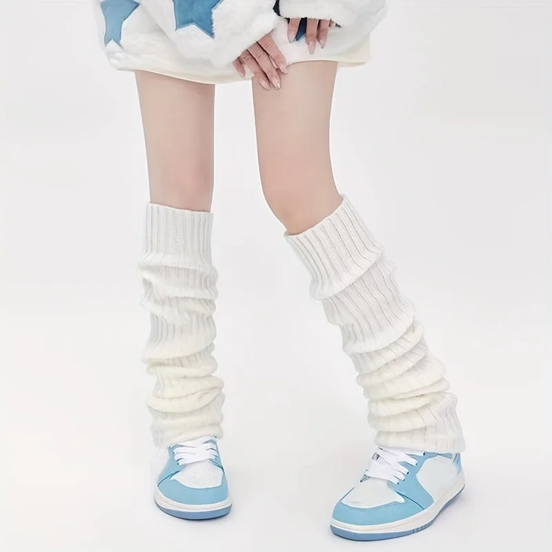 Chic Harajuku Knee-High Cotton Socks - Women’s Comfortable, Durable Leg Warmers, Solid Color