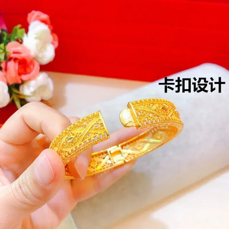 9999 24k real gold bracelet female hollow dragon and phoenix gold bracelet wedding  gold bracelet transit gold bracelet