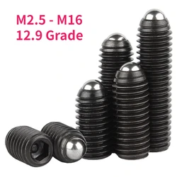 M2.5 M3 M4 M5 M6 M8 M10 M12 M16 Black Grade 12.9 Hex Socket Allen Spring Ball Plunger Grub Point Set Screw Bolt