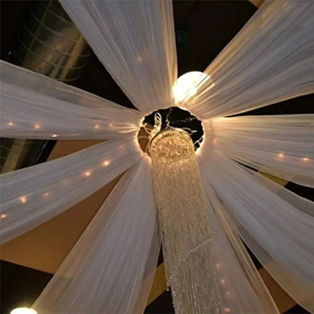 

10ft x 20ft Ceiling Drapes for Wedding with 4 Pocket, Fire Retardant Fabric, Backdrop, Ceiling Drapes