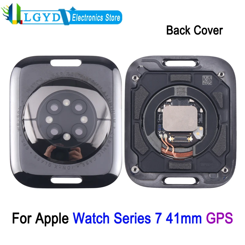 Glass Back Cover With Charging Module For Apple Watch Series 7 41mm GPS Smartwatch Bottom Cover Replacement Part