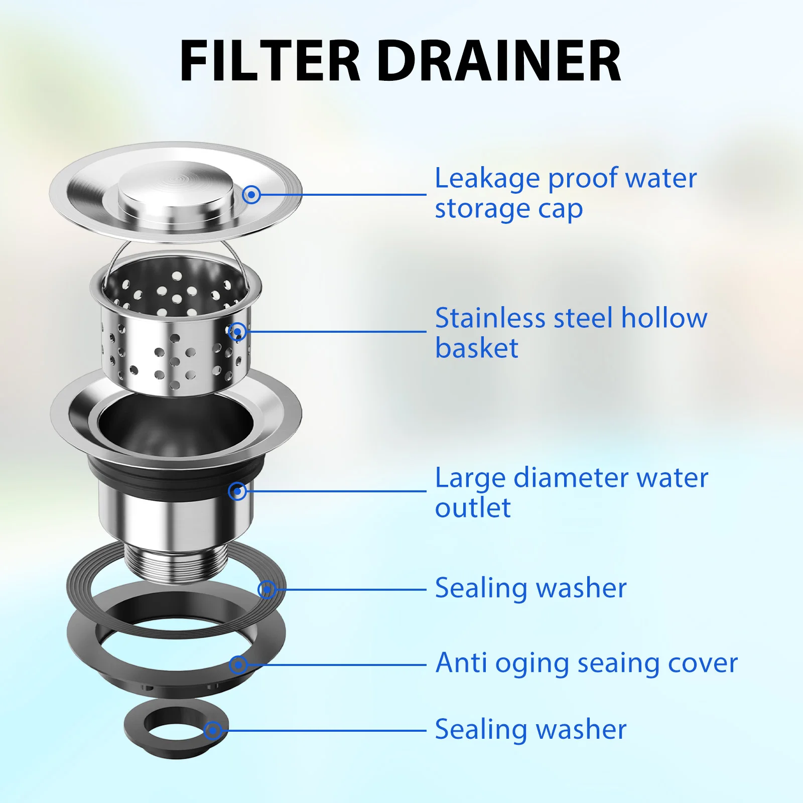 Stainless Steel Sink, Freestanding Single Trough Commercial Kitchen Sink Set Faucet, NSF Certificate, for Restaurant