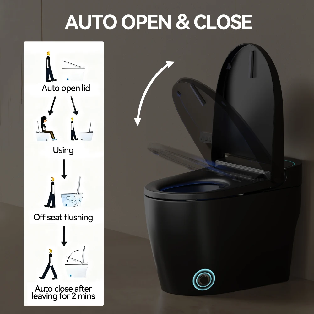 Unique Smart Toile, One Piece Toilet with Bidet Built In,Intelligent Toilet Auto Open/Close Seat. Bidet toilet with Dryer and Warm Water.Gray