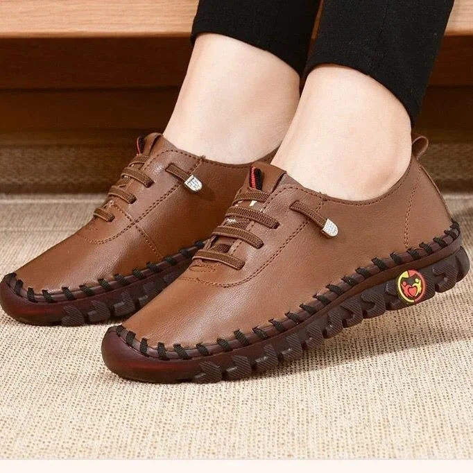 2024 New Spring Casual Women Shoes Platform Loafers 2022 Lace Up Leather Flats Slip-On Mom Shoe Mujer Zapatos Chaussure Femme