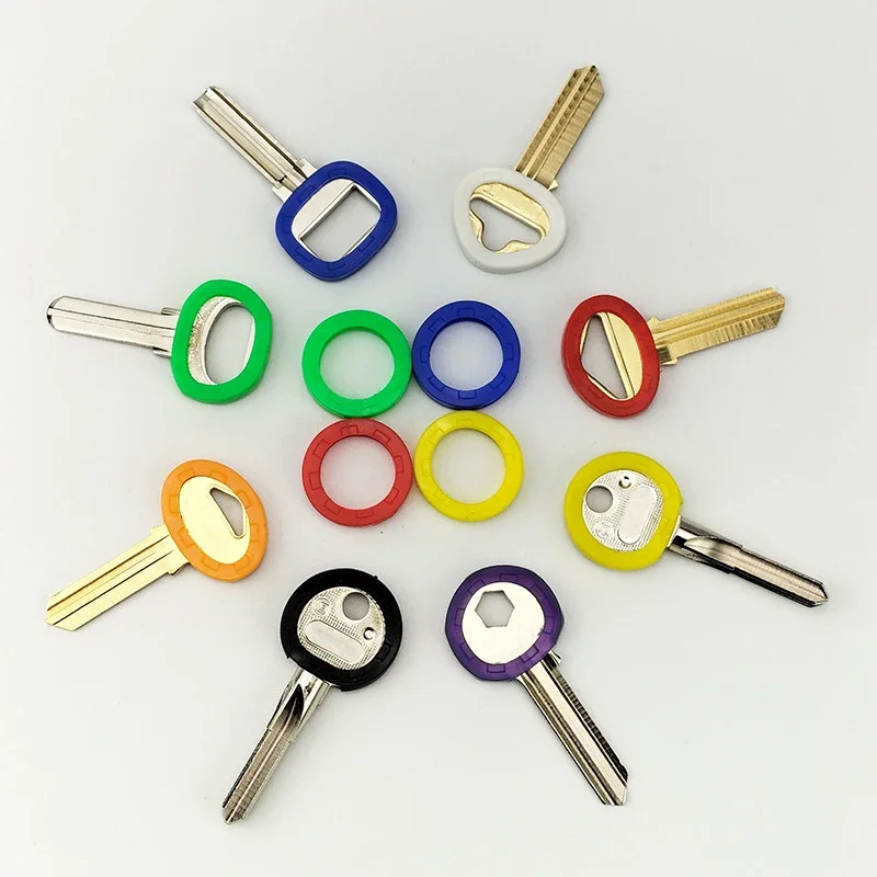 24/32pcs Mix Color Hollow Rubber Key Covers Round Soft Silicone Keys Locks Cap Multicolor Elastic Keyring Case Label ID Markers