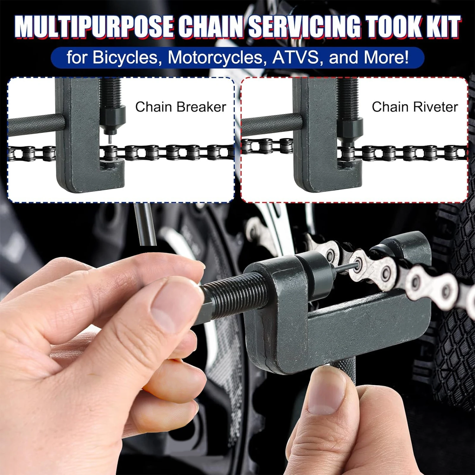 Motorcycle Bike Chain Breaker Splitter Riveting Tool Repair Tools Set Launches Chain Pin Press Handle Motorbike Chain Riveter