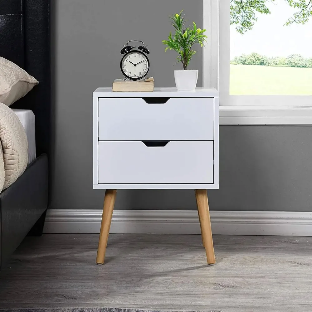 End Side Table Nightstand with Storage Drawer -Fashion Modern Assemble Storage Cabinet Bedroom Bedside -Solid image 6