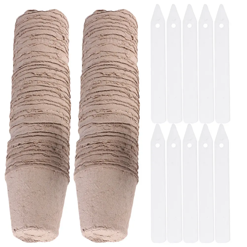 

100 шт. Экологичные биоразлагаемые стаканчики для рассады из целлюлозы, винтажные садовые контейнеры для выращивания трав и овощей