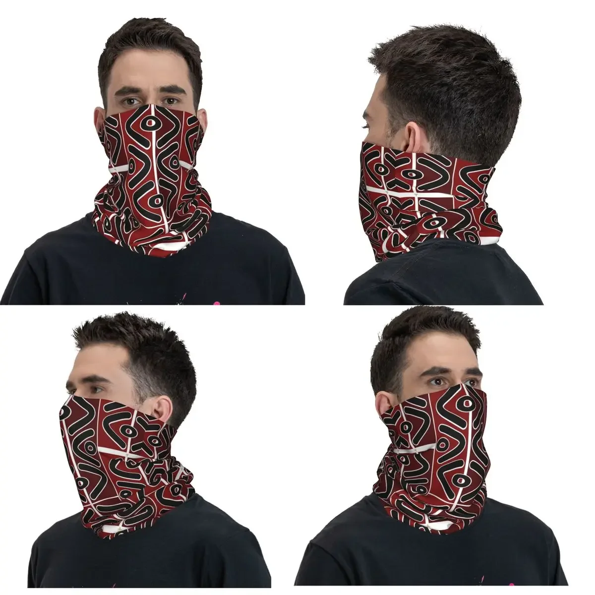 Africano Bogolan Mudcloth Modello Bandana Copri collo Stampato Maschera Sciarpa Multifunzione Maschera da equitazione per uomo Adulto Antivento