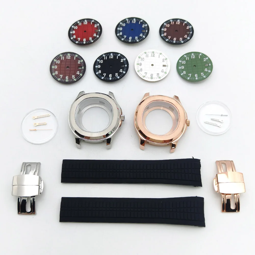 42mm Stainless Steel NH35 Case Luminous Dial Transparent Bottom Modifed Watch Parts Accessorie  for AQUANAUT Nautilus NH36 Movem