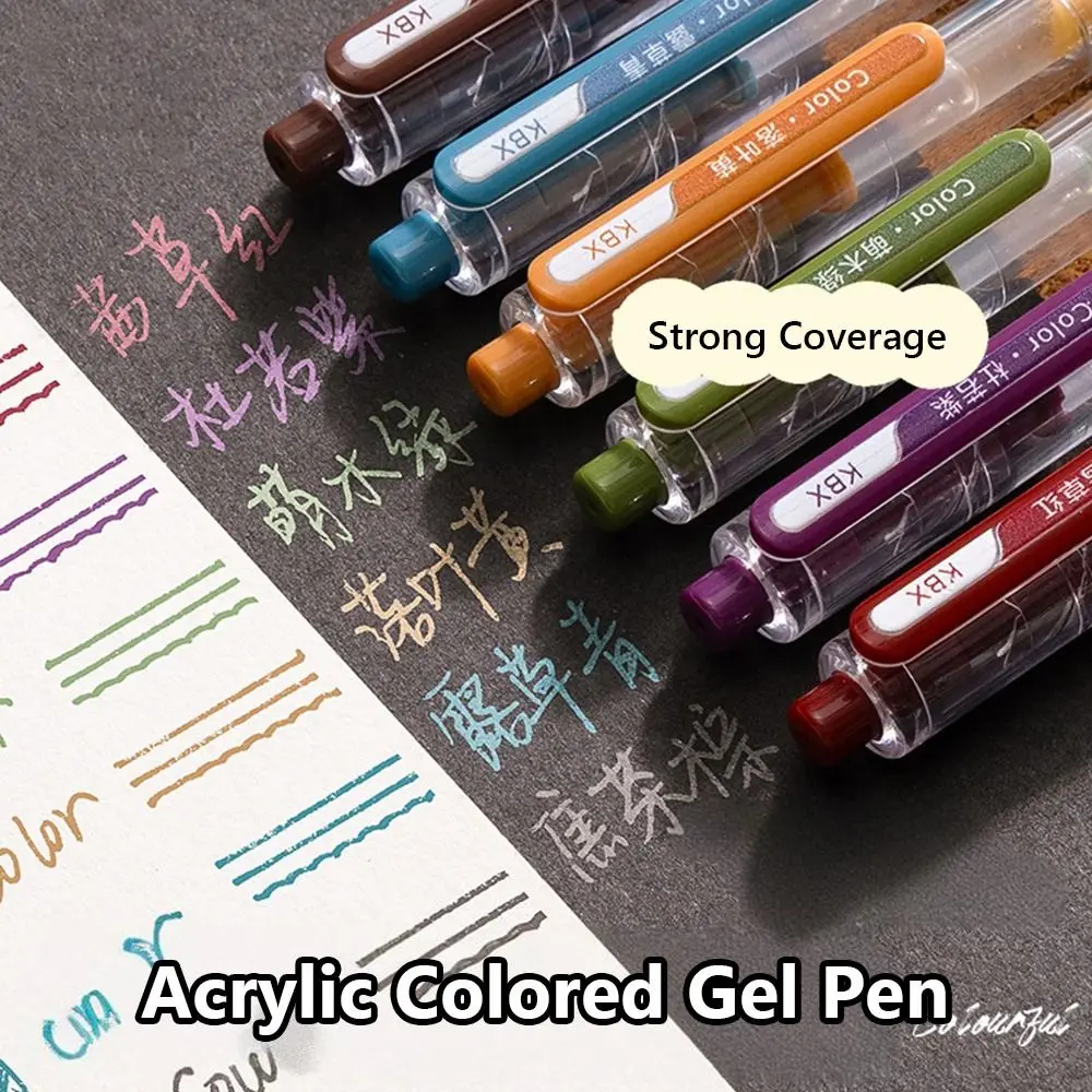 6Colors/Set Press Type Colored Gel Pen Acrylic Painting Students Diary Marking Drawing Colored Pen Colored Neutral Pen Students