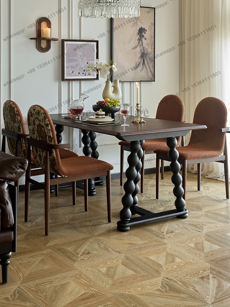 

American French solid wood large board dining table household living room dining table