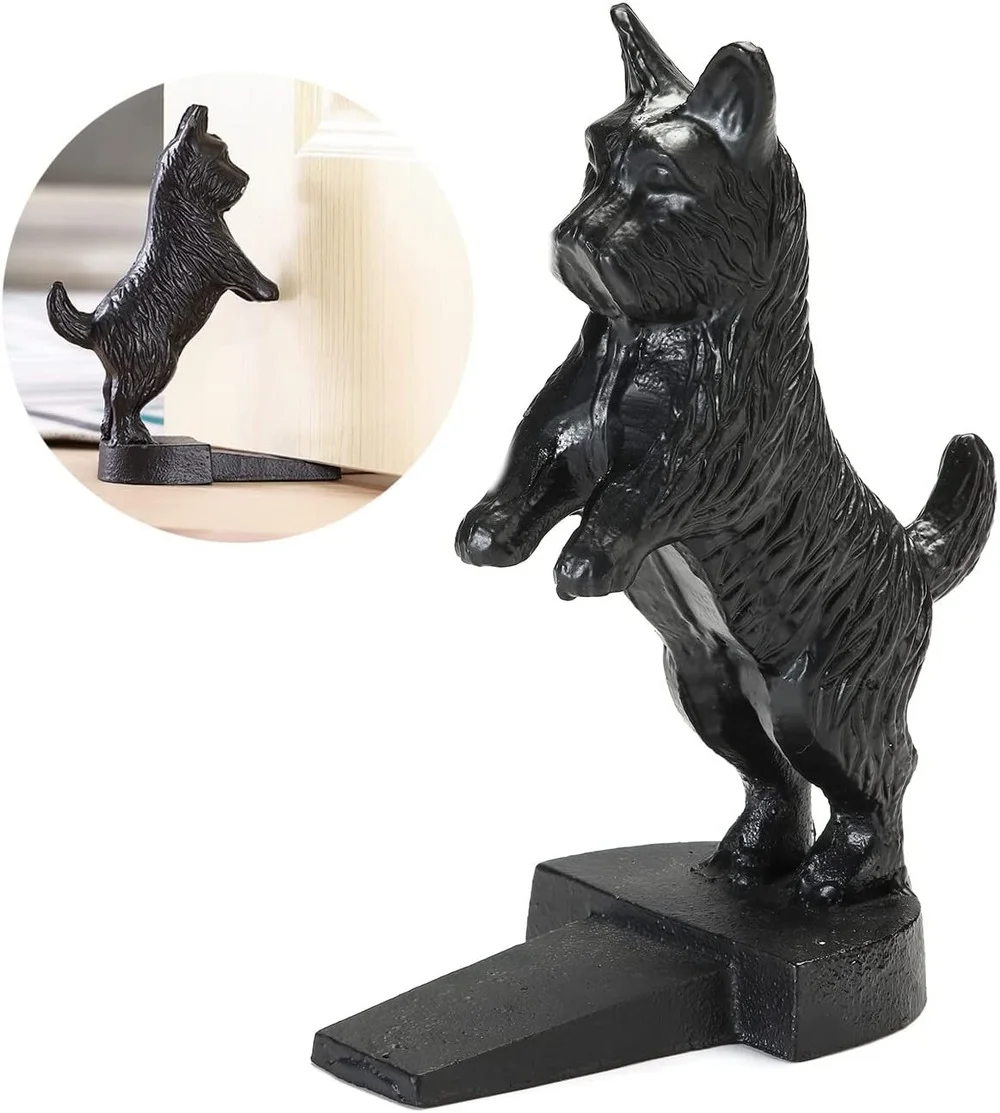 Dog Door Stop Wedge Decorative Hand-crafted Cast Iron Dog-shaped Door Stopper