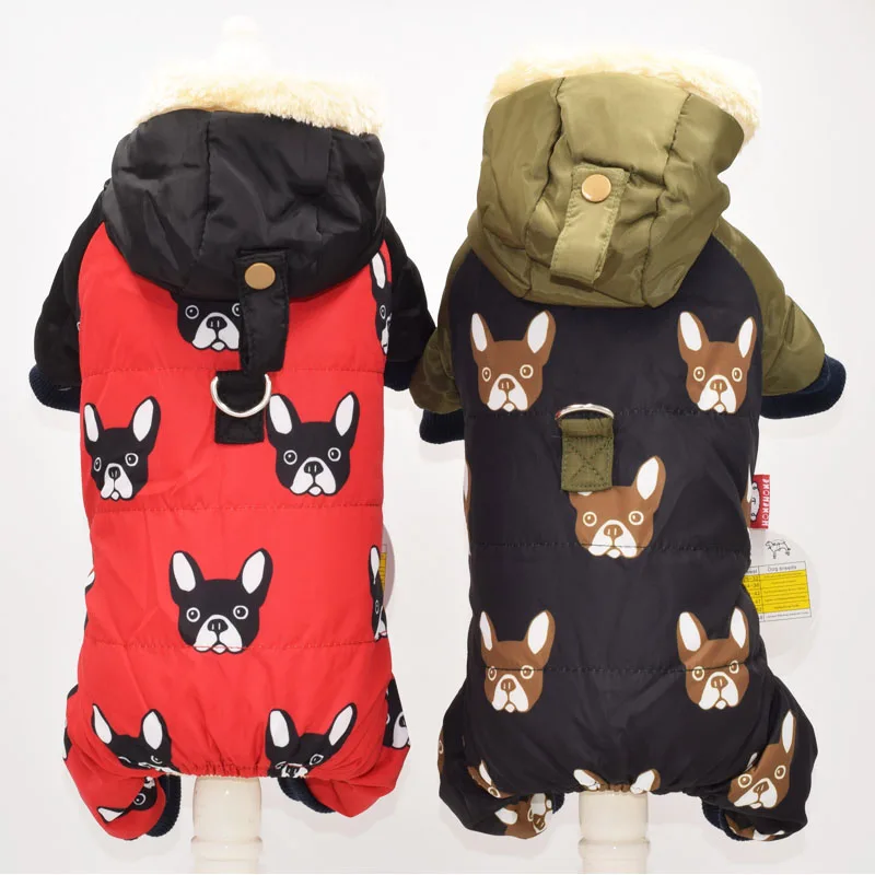 Cute School Down Dog Apparel Jumpsuit Design Red Black Plush Winter Warm Cotton S XXL Four Legs Overalls Pet Bluza Dla Psa Goods