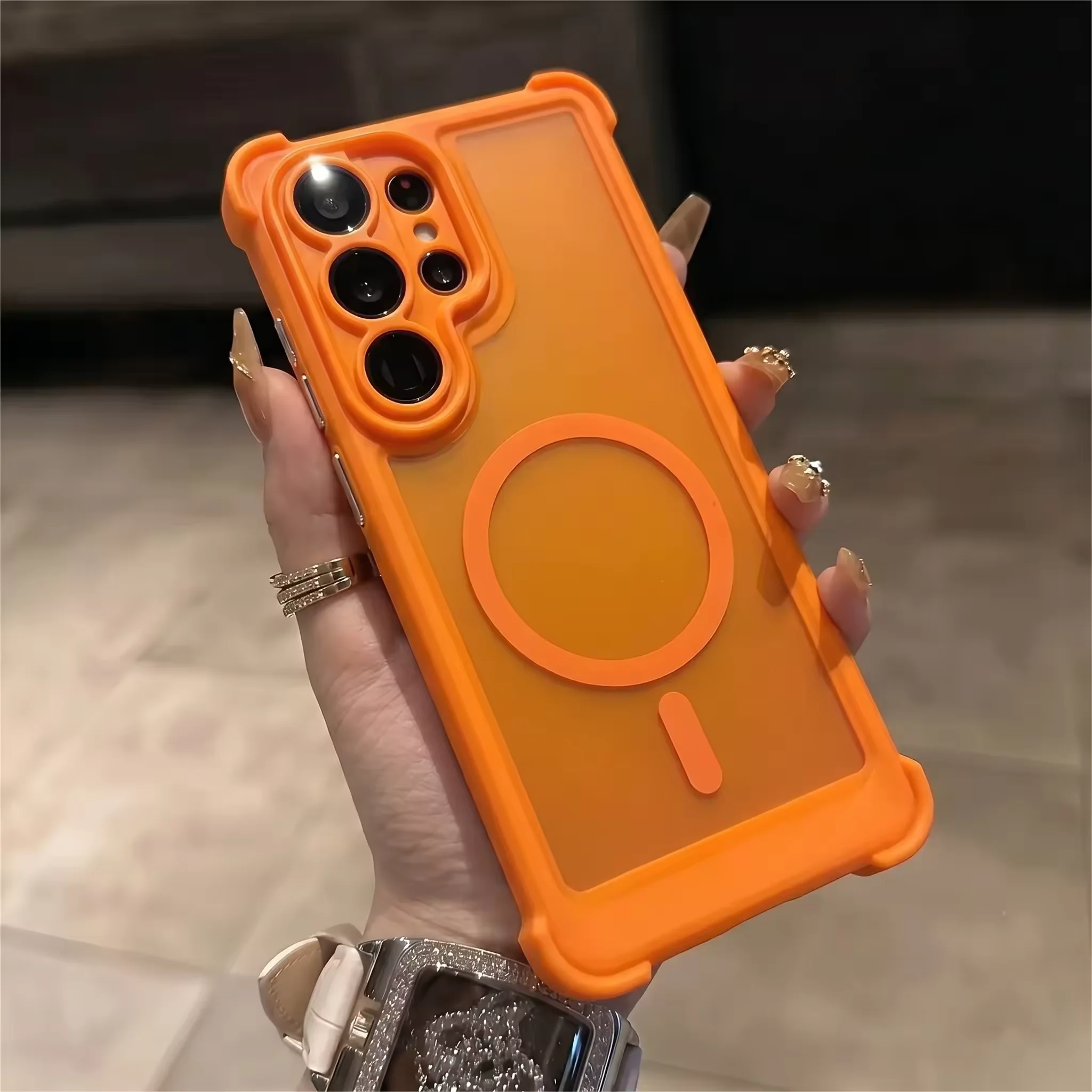 Luxury Translucent Matte Four Corners Shockproof Magnetic Phone Case for Samsung Galaxy S26 S25 S24 Ultra Plus for Magsafe Cover