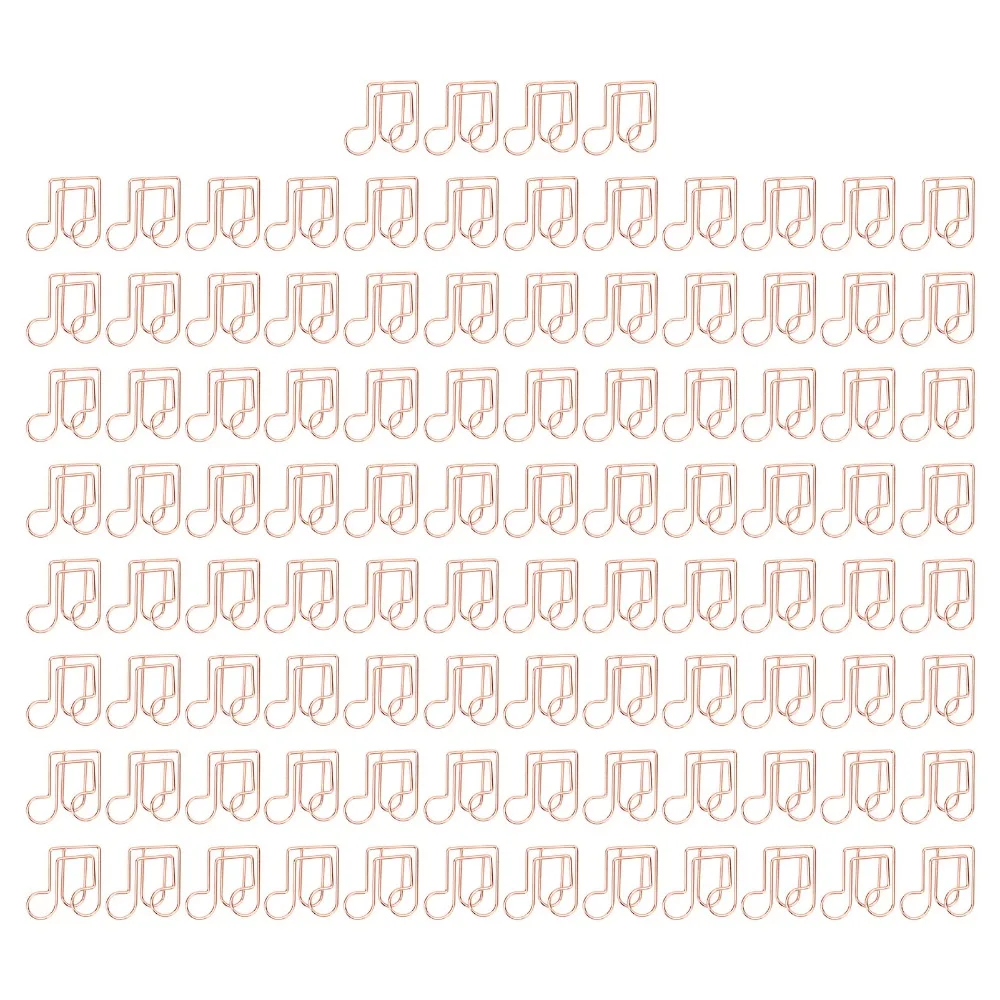 Music Note Shape Paper Clips Rose Gold 27*25mm Small Paper Clips Rustproof Electroplating Metal Metal Paperclips