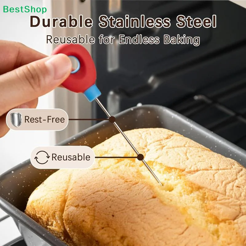★Reusable Cake Tester Probe With Non Slip Silicone Handle For Home Baking Doneness Check