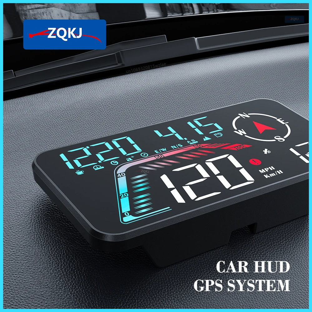 

ZQKJ G12 GPS HUD Digital Speedometer Plug and Play for All Cars HUD Big Font KMH MPH Mileage Local Time Altitude Head-up Display