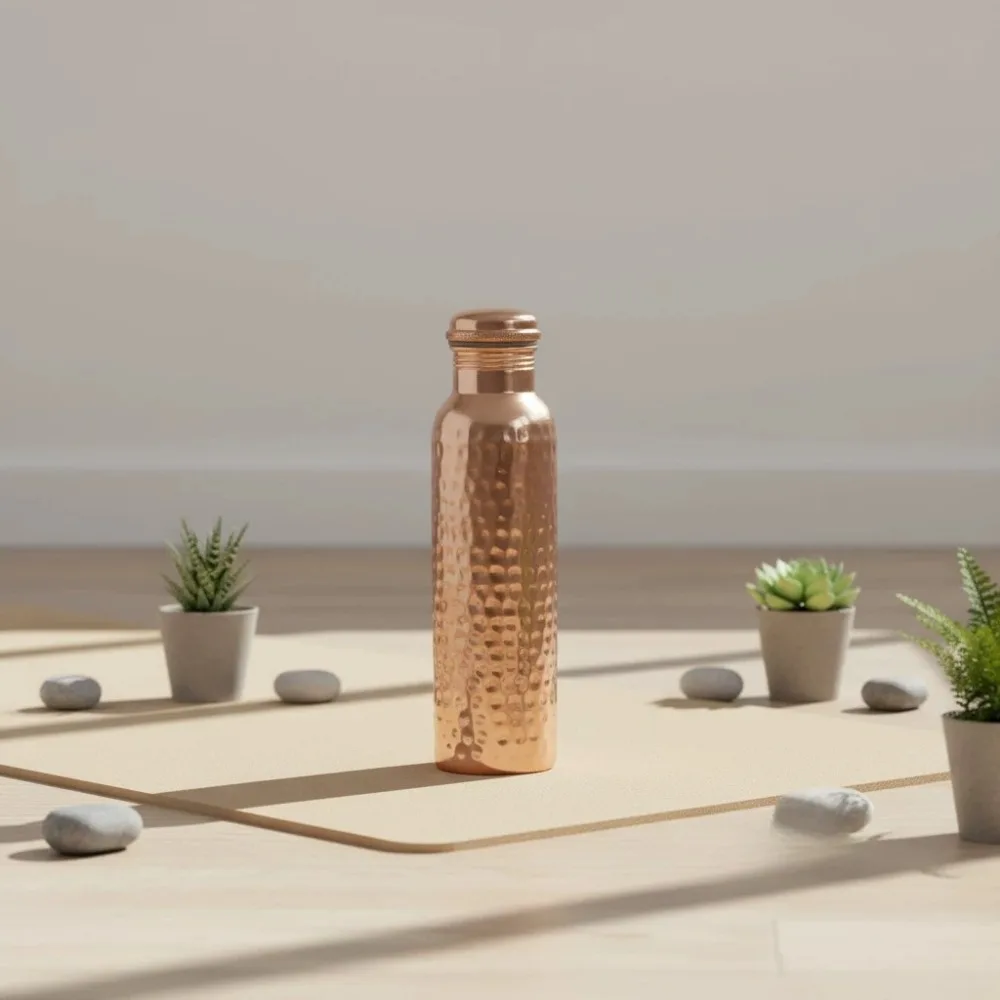 Premium Solid Copper Handmade Water Bottle Portable Outdoor Travel Cold Water Jug Home Use Durable Essential