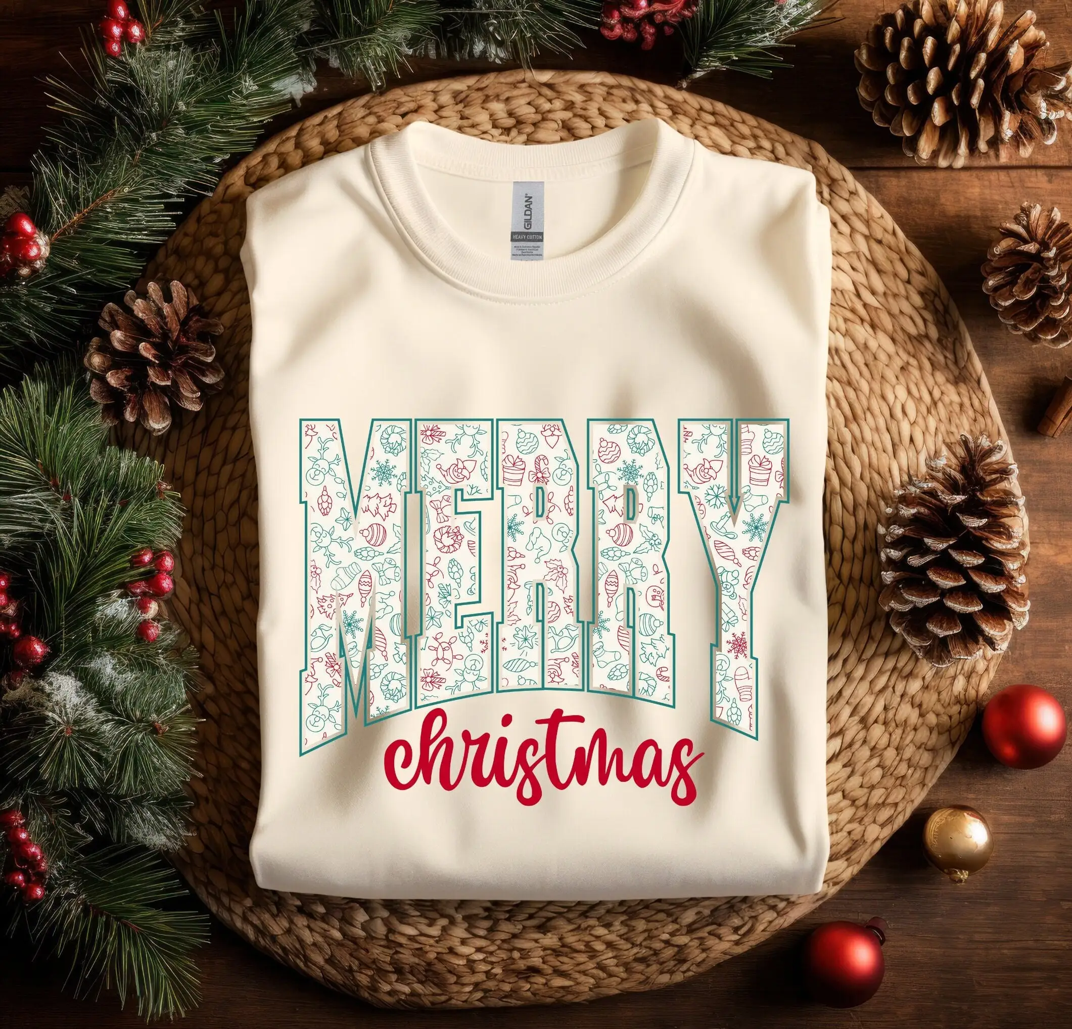 Merry Christmas T Shirt Floral Xmas Family Flower Party Winter Season