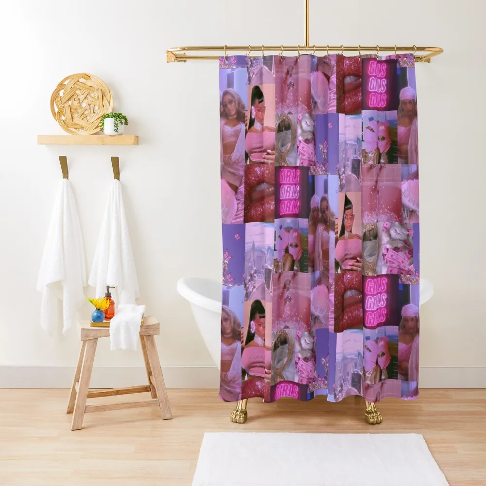 y2k aesthetic pink collage Shower Curtain Anime Shower In The Bathroom Toilet Accessories Bathroom Curtain