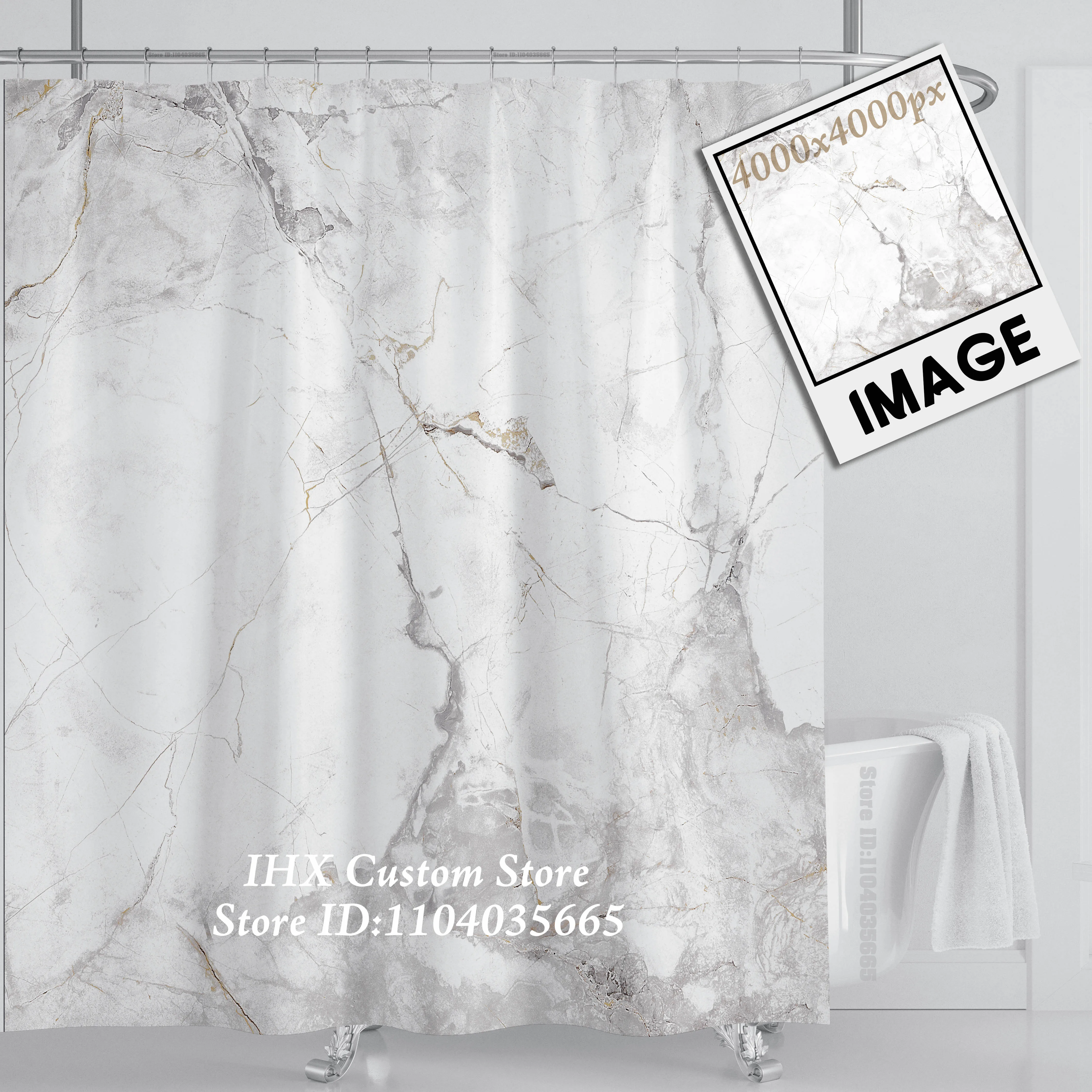 IHX Custom Shower Curtain Bathroom Waterproof Curtains Fabric Customized Photo Polyester Bath Decor With Hooks POD Dropshipping