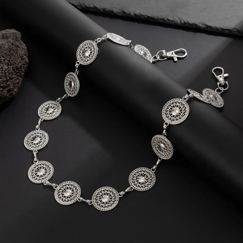 Goth Jeans Chain Round Disk Waist Chain Gothic Zinc Alloy Punk Belt Chain Beads Hip Hop Pants Chain Steet