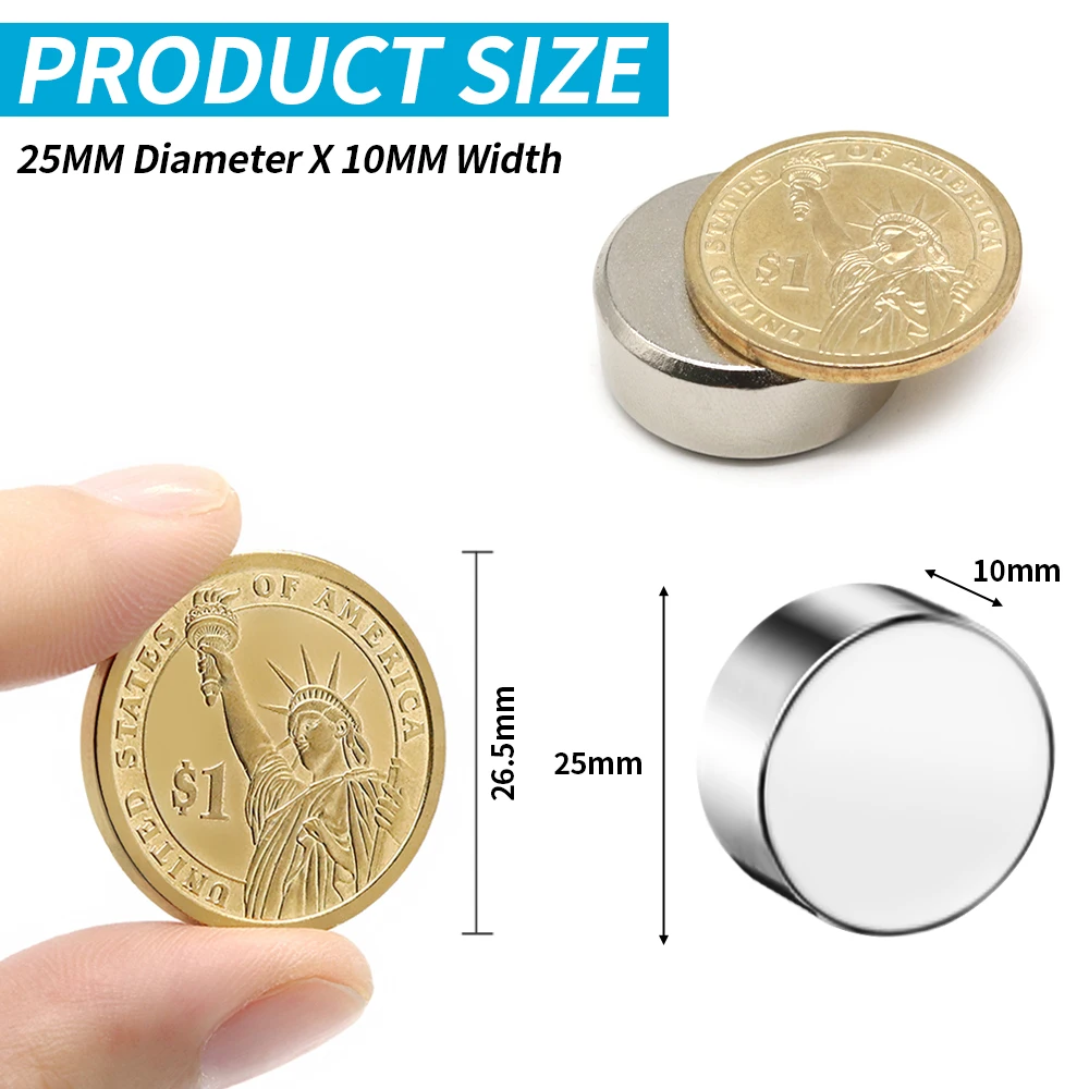 2/5/10/20Pcs 25x10 Super Strong Magnet 25mm X 10mm Round Magnetic NdFeB Neodymium magnet N35 Powerful Disc imanes 25*10