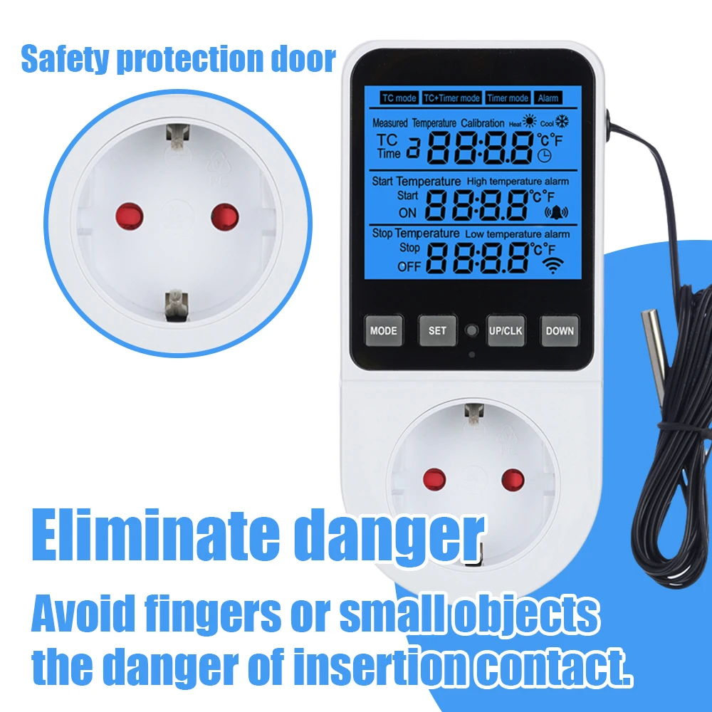 デジタル温度コントローラーソケットタイマースイッチセンサープローブ 120-230V 加熱冷却冷蔵庫水産養殖用