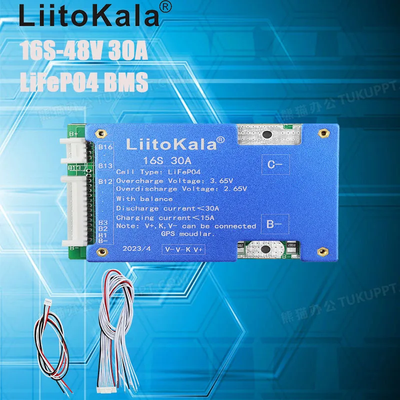 

LiitoKala 16S 48V 30A LiFePO4 Battery Balance Charge Board Equalizer NTC Temperature Protection Equalizador For Escooter/Ebike