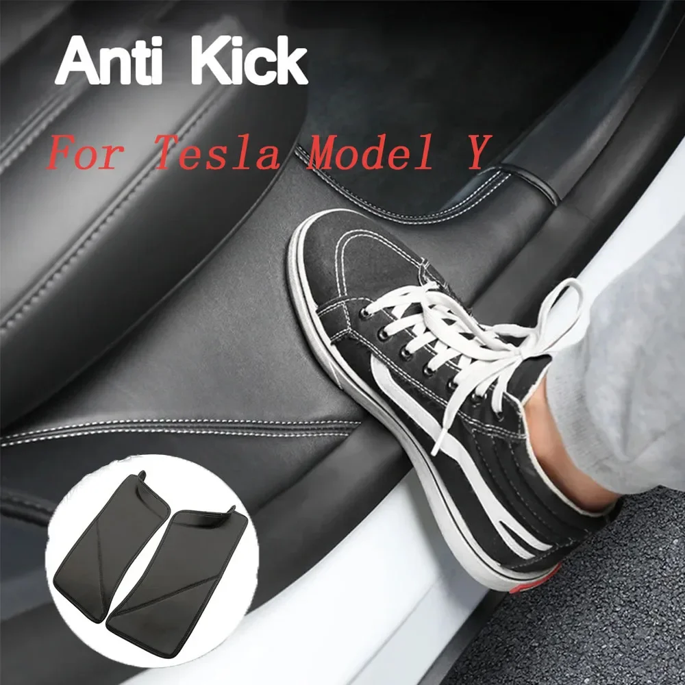 Rear Door Sill Anti Kick Film Leather Mat Side Defense Pads Side Edge Film Protector Stickers Dashboard For Tesla Model Y 21-23