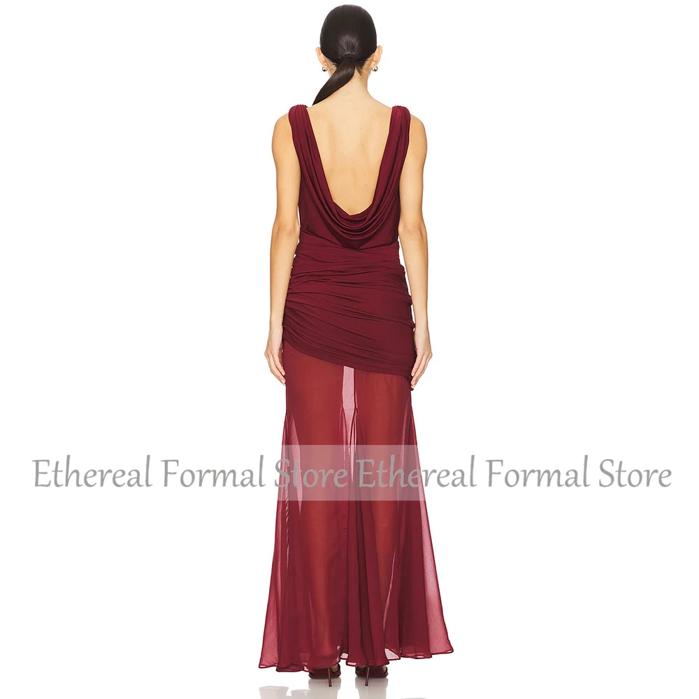 Современное бордовое женское вечернее платье русалки с вырезом лодочкой, платье для выпускного вечера без рукавов, вечернее платье длиной до пола, платье в Саудовской Аравии