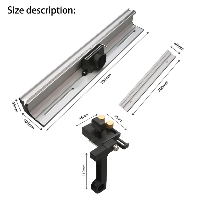 700mm Aluminium Profile Fence W/Fine-tuning T-tracks Sliding Brackets Router Table Fence Miter Gauge Fence Connector Woodworking