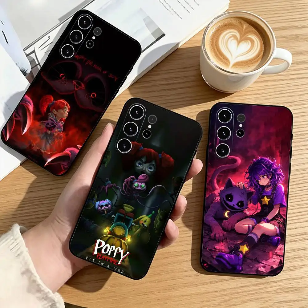 Poppy-Y Playtime  Mob Lily  Phone Case Black Silicone Soft For Samsung S25,S24,S21,S22,S23,S30,Ultra,S20,Plus,Fe,Lite Gift