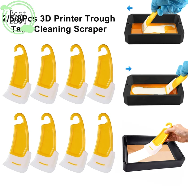 (BBQ4)2/5/8Pcs Light Curing Resin Trough Tank Cleaning Scraper For 3D Printer Accessories