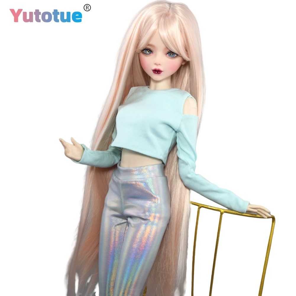 

YUTOTUE 22 inch Height Female Doll Glitter Blue Eyes Clothes Pants Shoes Wigs Full Set BJD Doll Toy