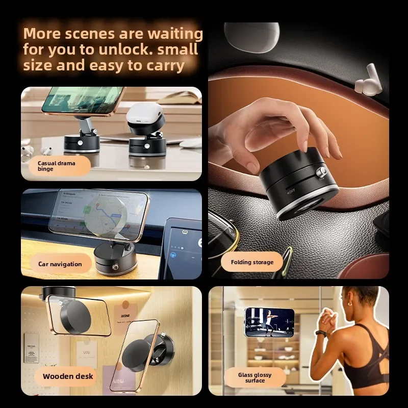 Drop-In Magnetic Phone Mount, Vacuum Suction Car Dashboard Holder, Universal Stand for iPhone Samsung All Smartphones